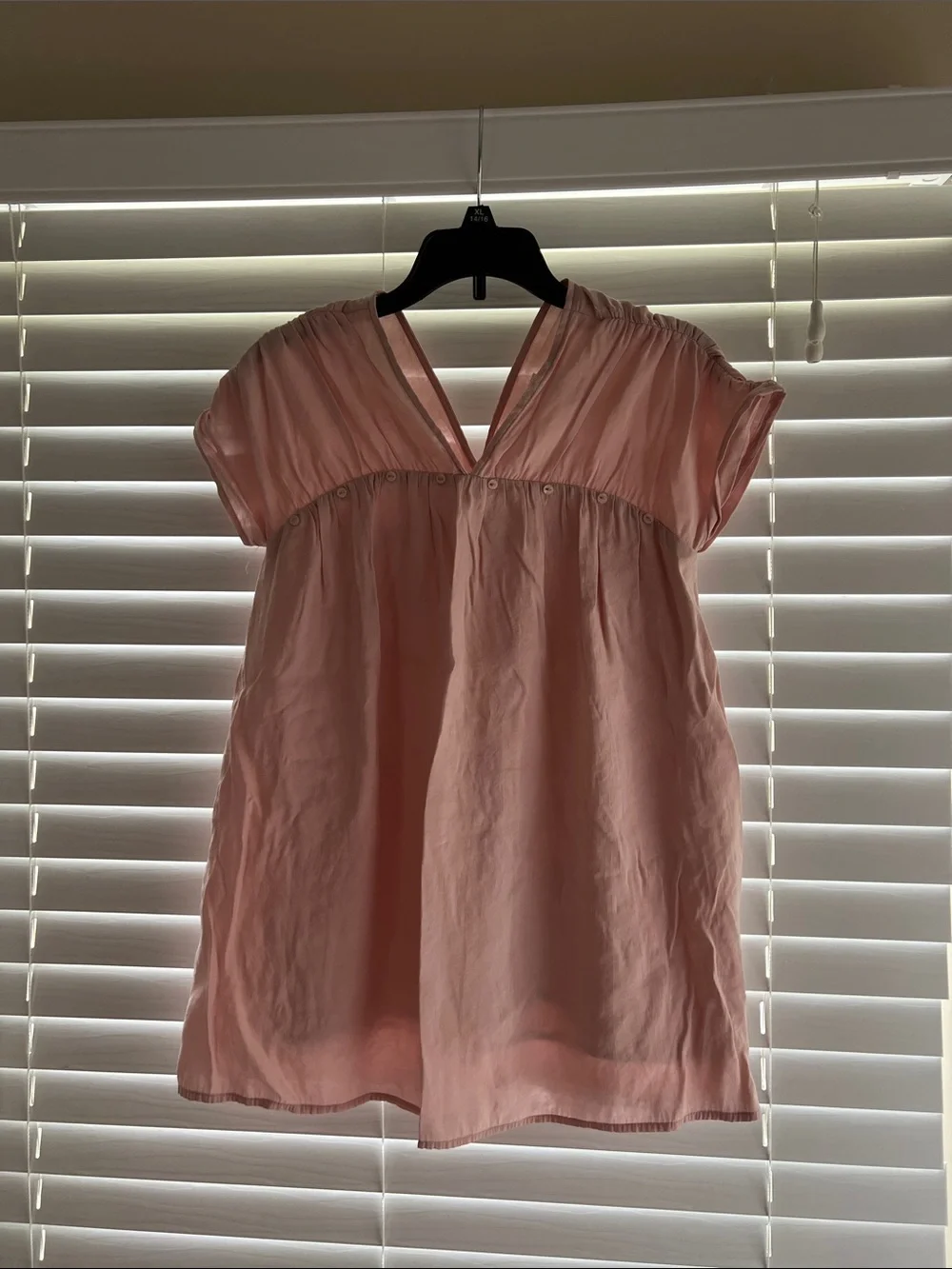 Zara Girl’s Light Pink Button-Front V-Neck Top Size 8